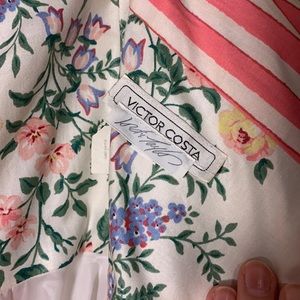 VINTAGE Victor Costa tea-length strapless floral panel dress